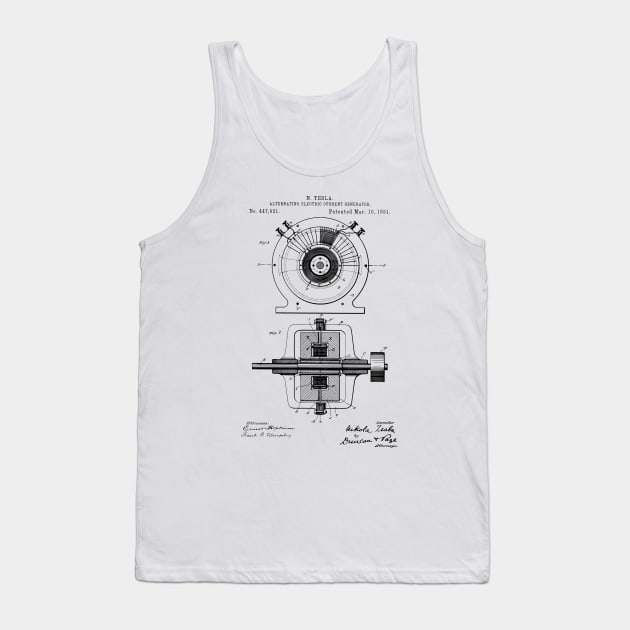 Tesla AC Electric Generator Patent 1891 Tank Top by MadebyDesign